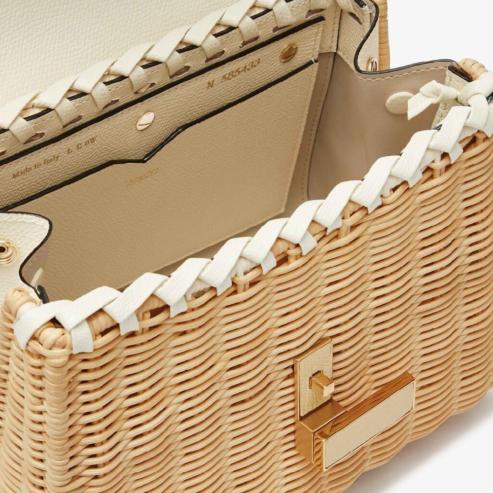 Valextra Borsa A Mano Donna In Vimini E Pelle Bianca | Valextra Iside