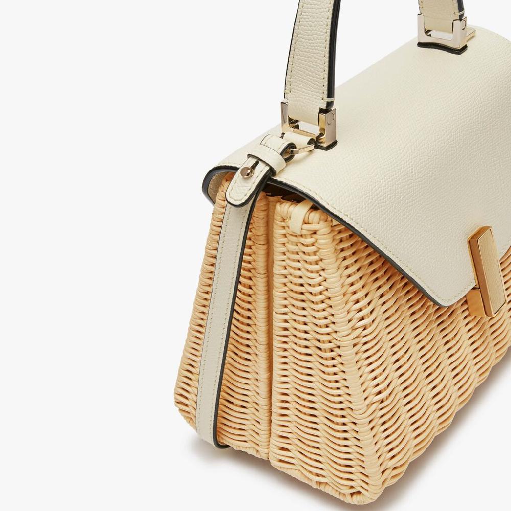 Valextra Borsa A Mano Donna In Vimini E Pelle Bianca | Valextra Iside