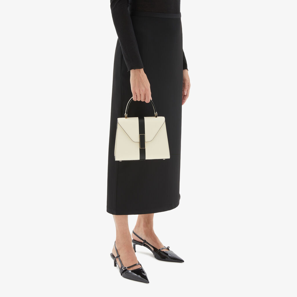 Valextra Borsa A Mano Donna Lusso Pelle Bianca E Nera | Valextra Iside