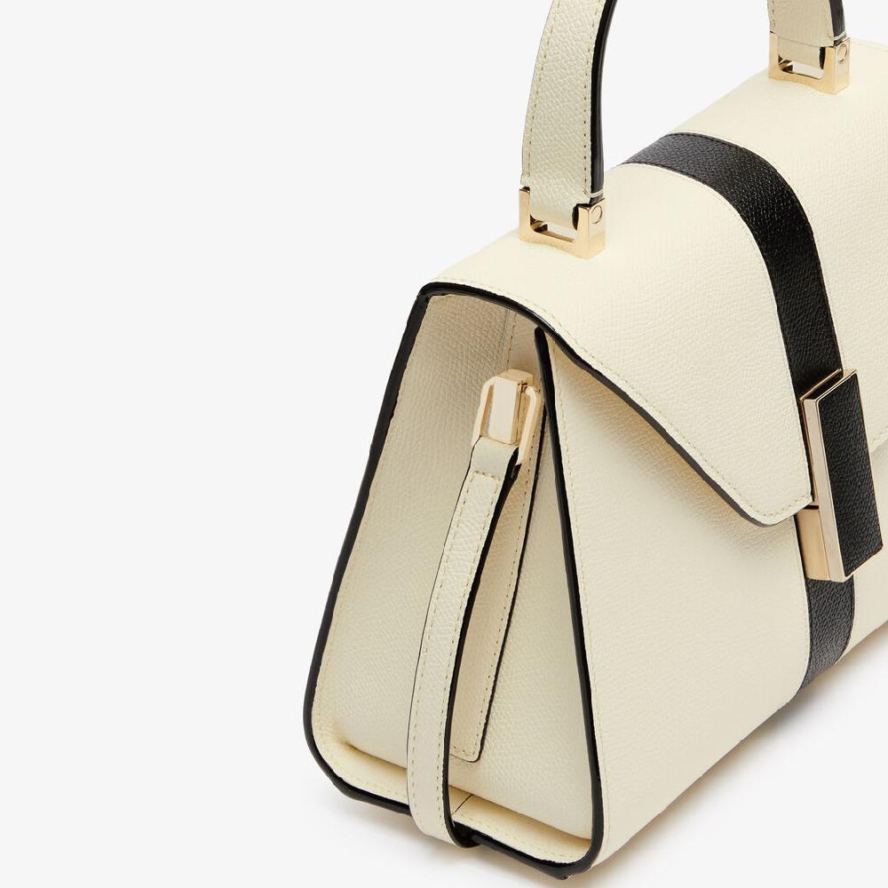 Valextra Borsa A Mano Donna Lusso Pelle Bianca E Nera | Valextra Iside