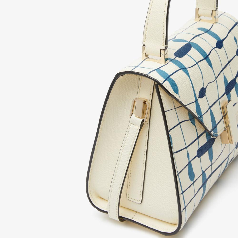 Valextra Borsa A Mano Donna Mini In Pelle Bianca E Blu | Valextra Iside