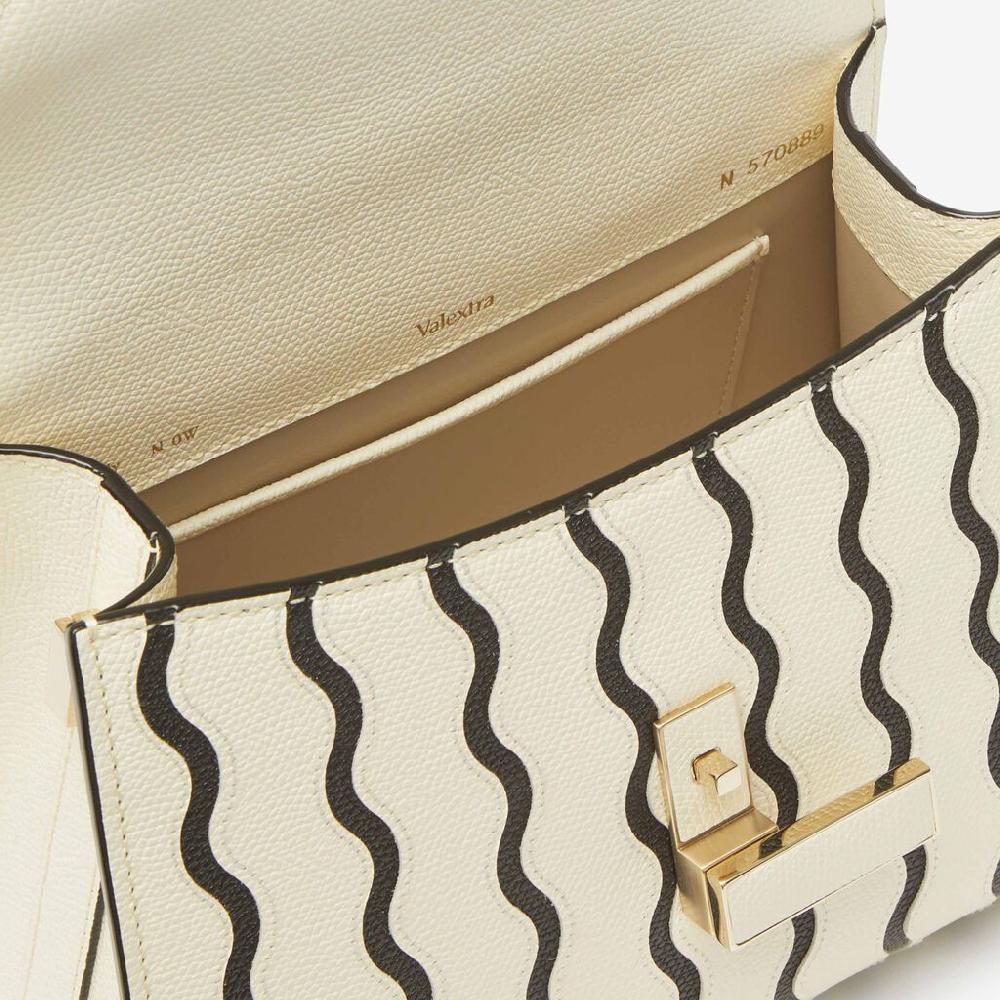 Valextra Borsa A Mano Donna Mini In Pelle Bianca E Nera | Valextra Iside