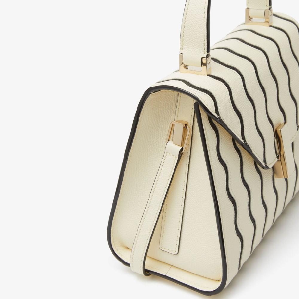 Valextra Borsa A Mano Donna Mini In Pelle Bianca E Nera | Valextra Iside