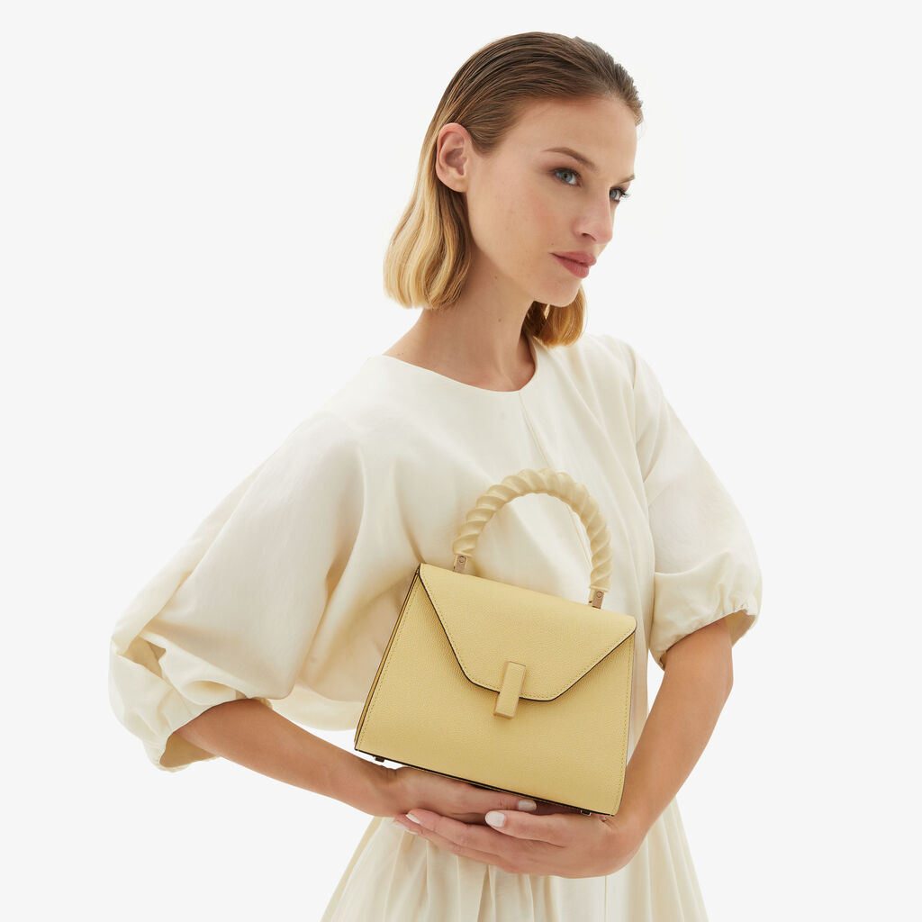 Valextra Borsa A Mano Donna Mini In Pelle Rigida Gialla | Valextra Iside