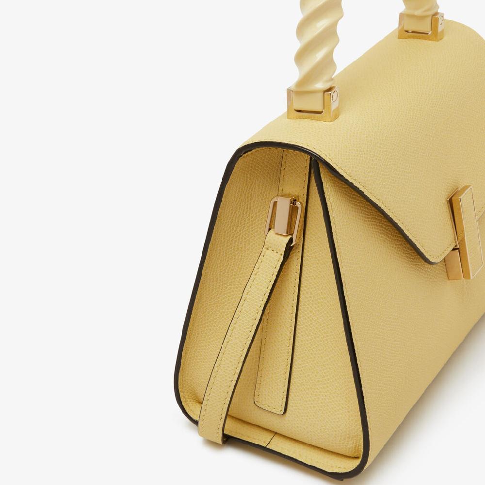 Valextra Borsa A Mano Donna Mini In Pelle Rigida Gialla | Valextra Iside