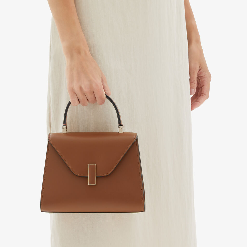 Valextra Borsa A Mano Donna Mini In Pelle Rigida Marrone | Valextra Iside