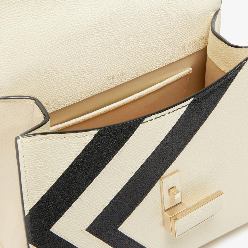Valextra Borsa A Mano Donna Pelle Intarsia Bianca E Nera | Valextra Iside
