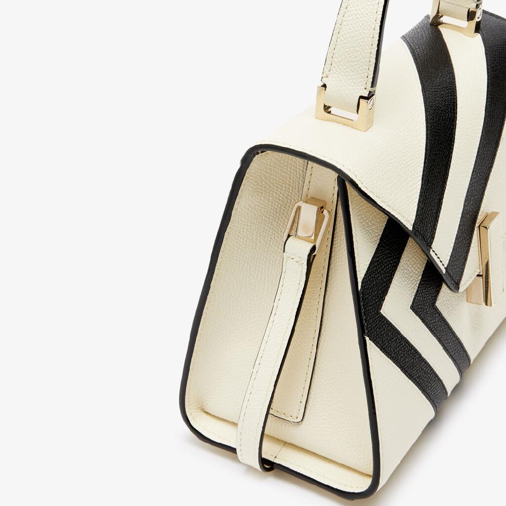 Valextra Borsa A Mano Donna Pelle Intarsia Bianca E Nera | Valextra Iside