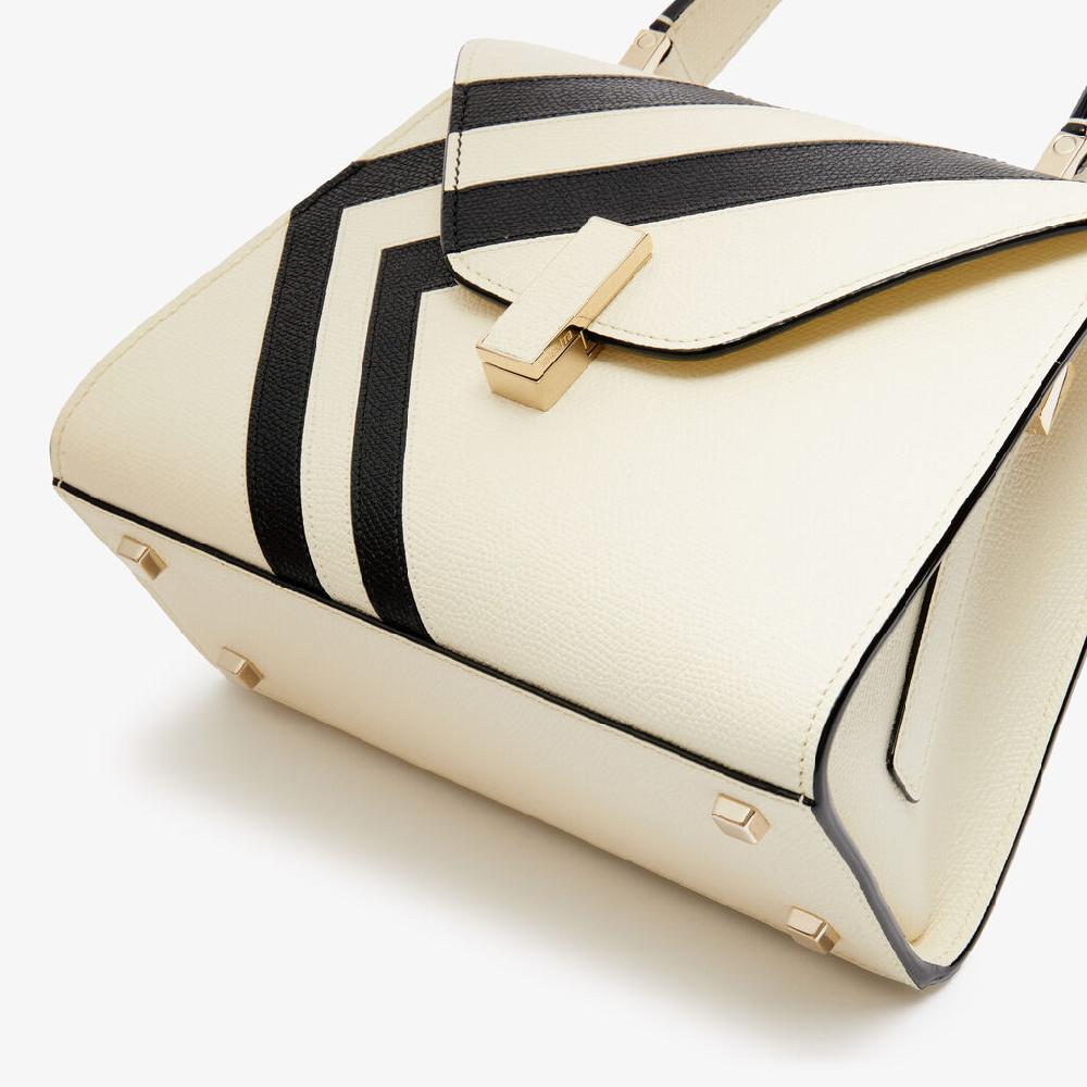 Valextra Borsa A Mano Donna Pelle Intarsia Bianca E Nera | Valextra Iside