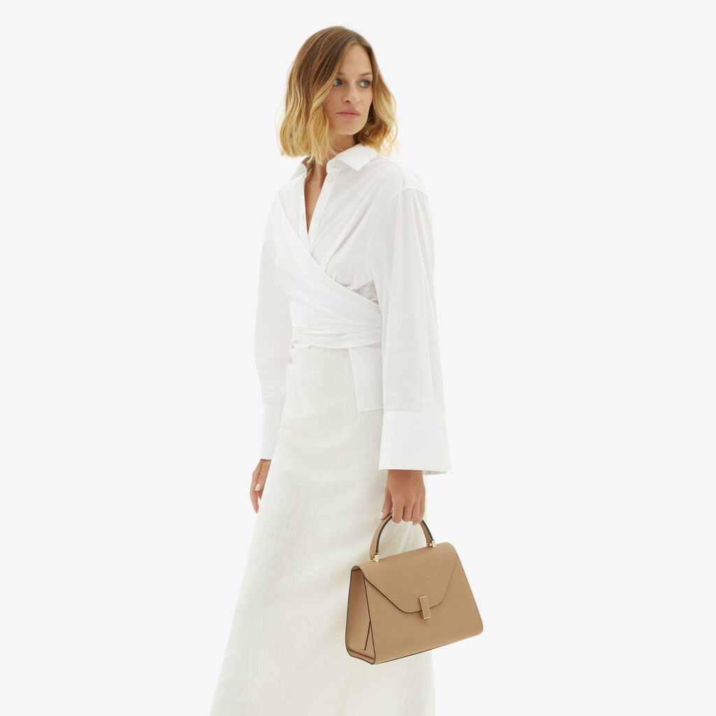 Valextra Borsa A Mano In Pelle Beige Con Tracolla | Valextra Iside