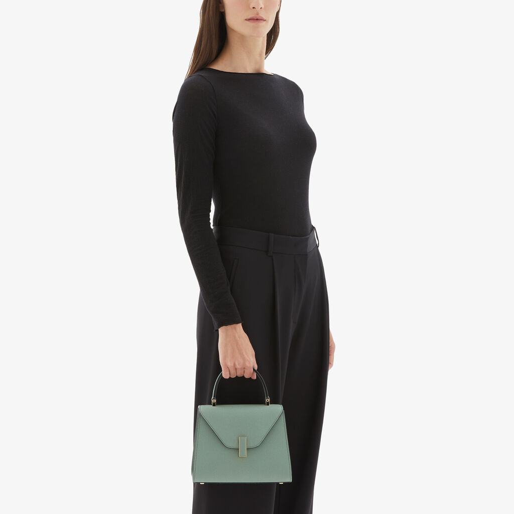 Valextra Borsa A Mano Iside Mini | Pelle Di Vitello Millepunte | Verde Eucalipto | Valextra