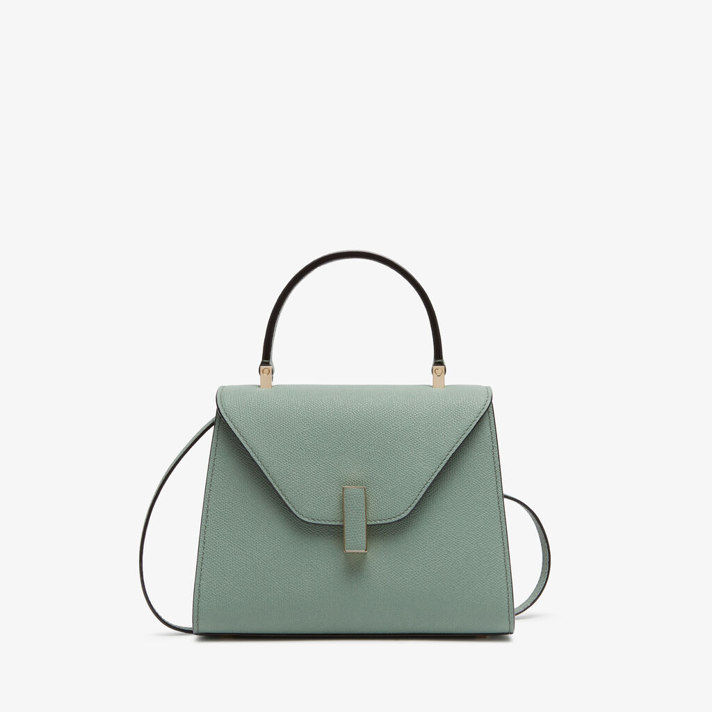 Valextra Borsa a Mano Iside Mini | Pelle di vitello Millepunte | Verde Eucalipto | Valextra