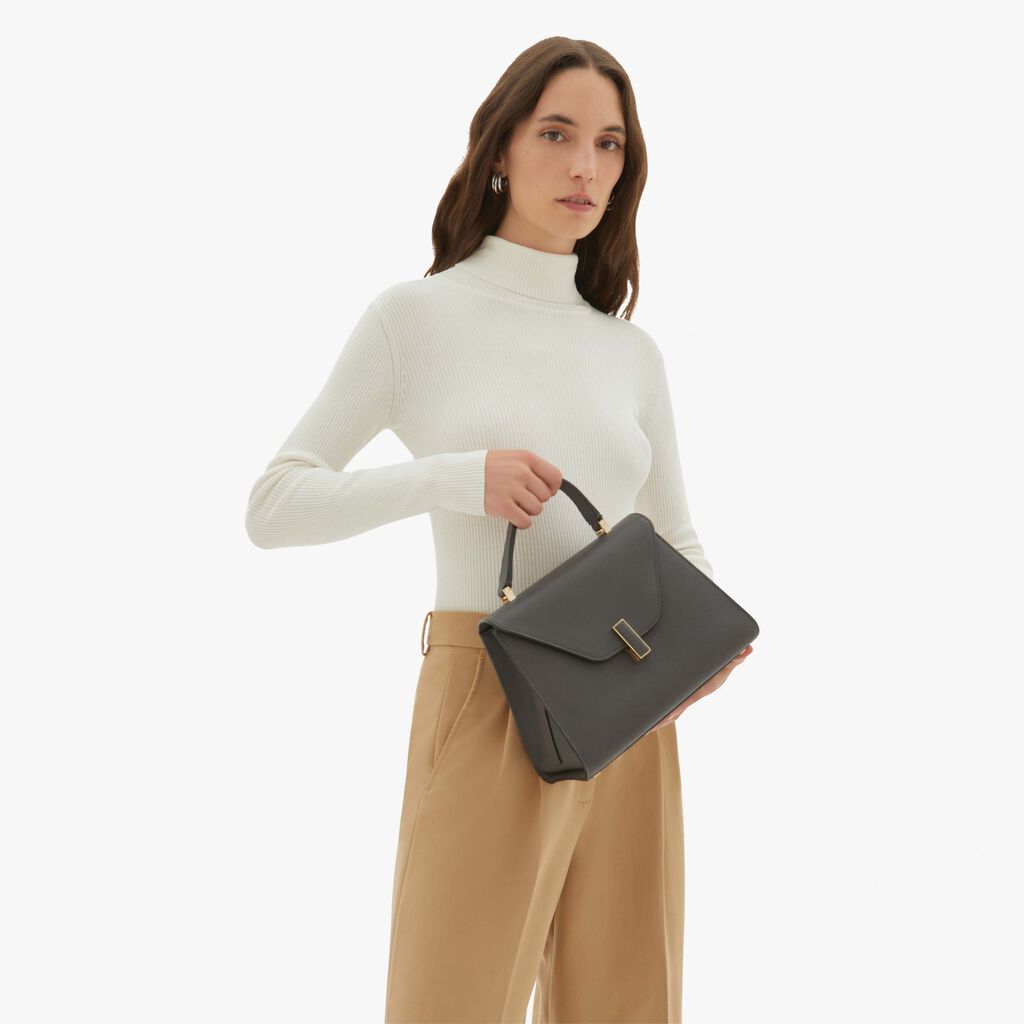 Valextra Borsa A Mano Media In Pelle Grigia | Valextra Iside