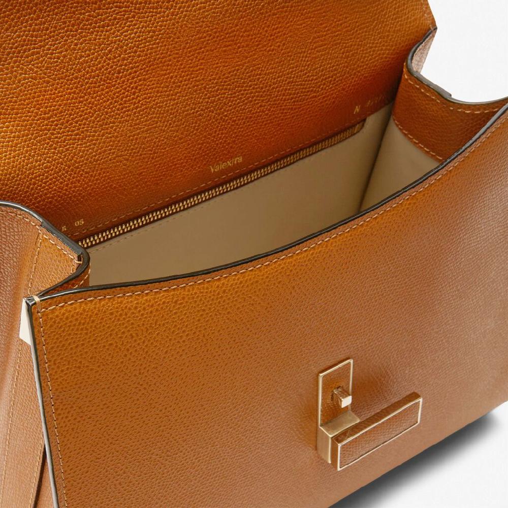 Valextra Borsa A Mano Media In Pelle Marrone Con Manico | Valextra Iside