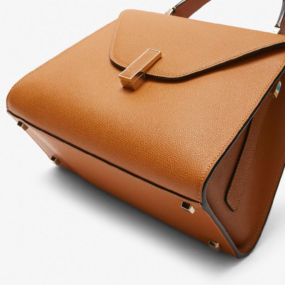 Valextra Borsa A Mano Media In Pelle Marrone Con Manico | Valextra Iside