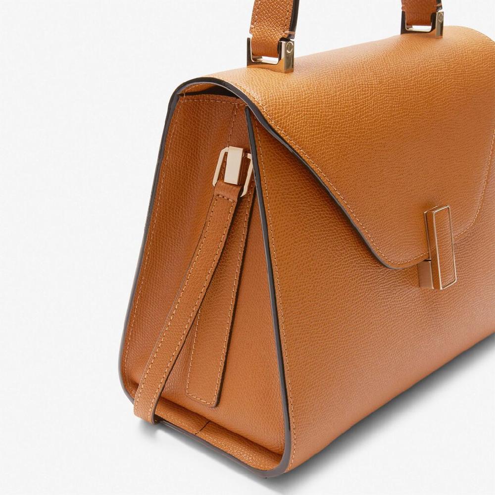 Valextra Borsa A Mano Media In Pelle Marrone Con Manico | Valextra Iside