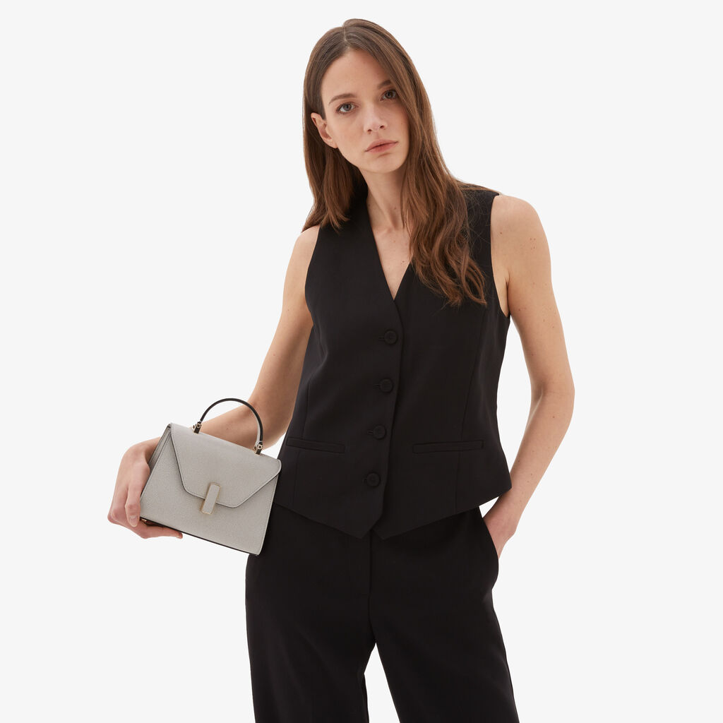 Valextra Borsa A Mano Micro In Pelle Grigia | Valextra Iside