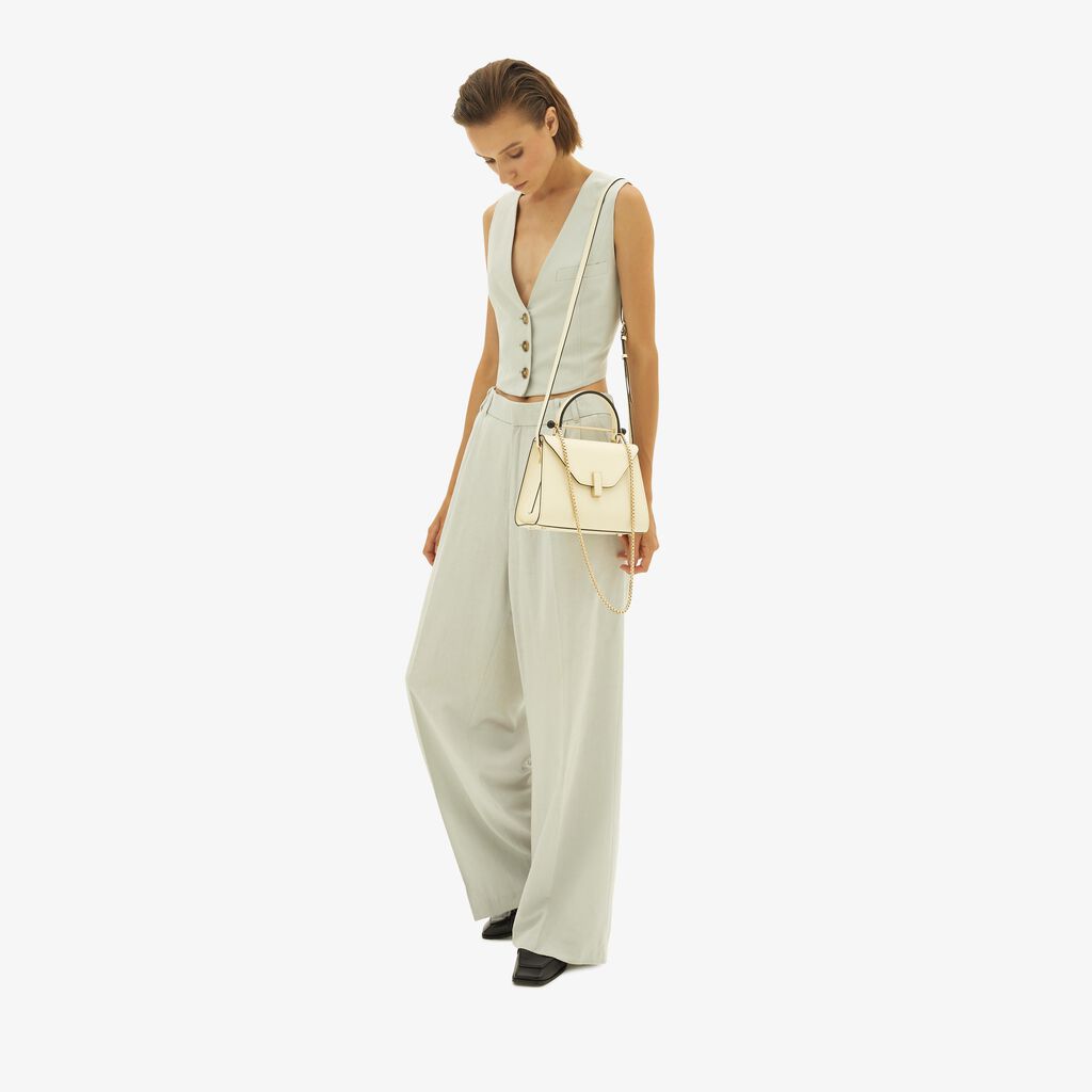 Valextra Borsa A Mano Mini In Pelle Bianca Con Catena | Valextra Iside