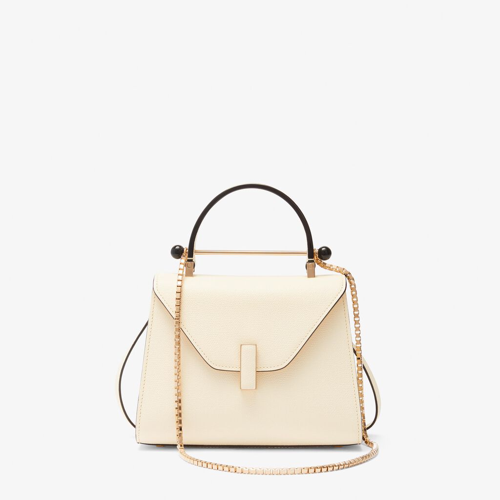 Valextra Borsa a mano Mini in Pelle Bianca con catena | Valextra Iside