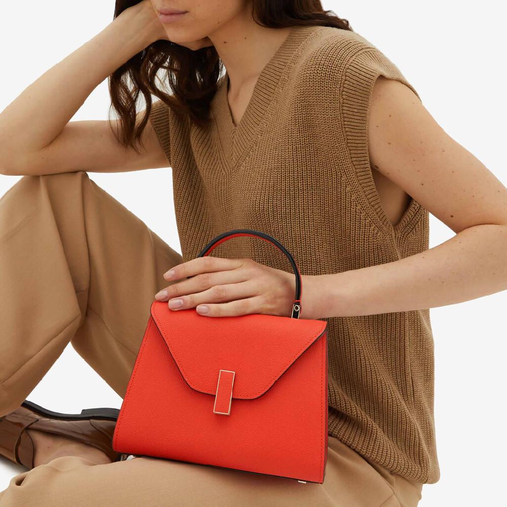 Valextra Borsa A Mano Mini In Pelle Rossa Papavero | Valextra Iside