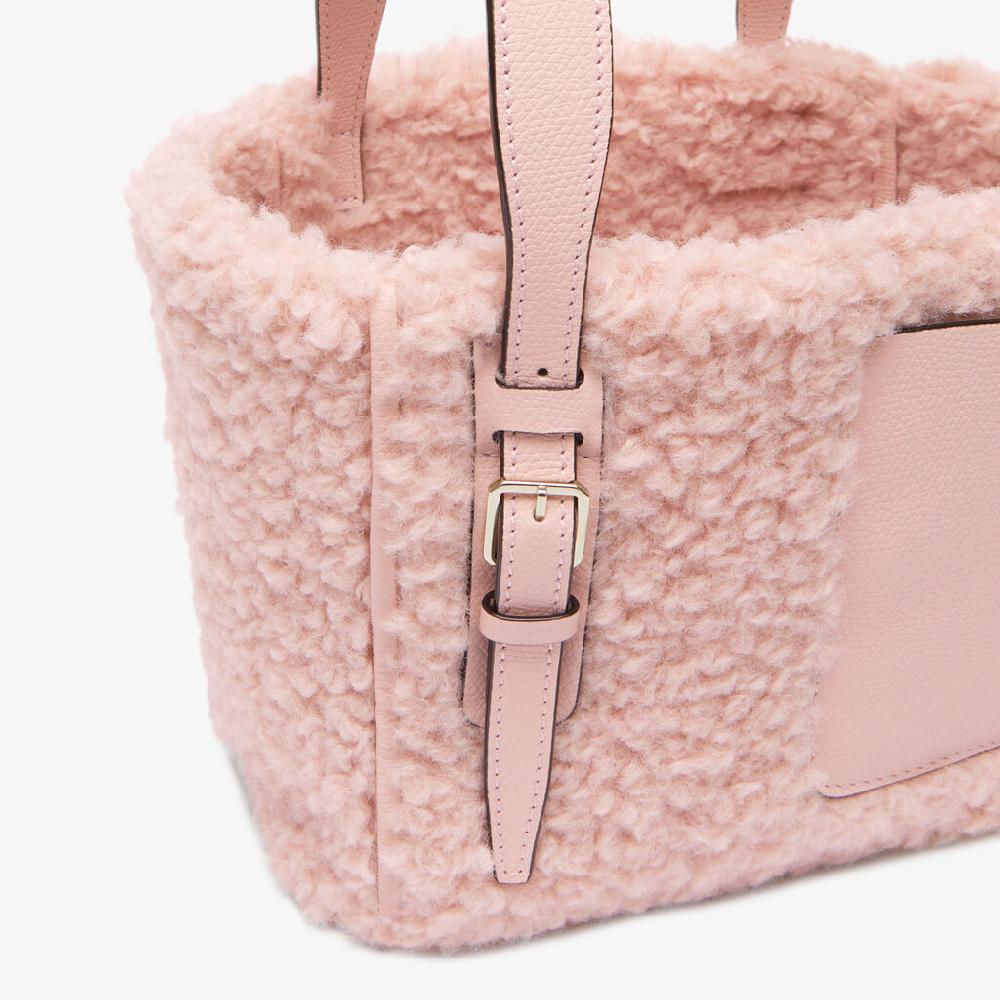 Valextra Borsa A Secchiello Bouclè Micro | Tessuto E Pelle | Rosa Peonia | Valextra