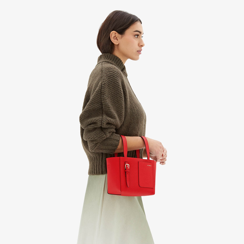 Valextra Borsa A Secchiello Da Donna Di Lusso In Pelle Rossa | Valextra Soft