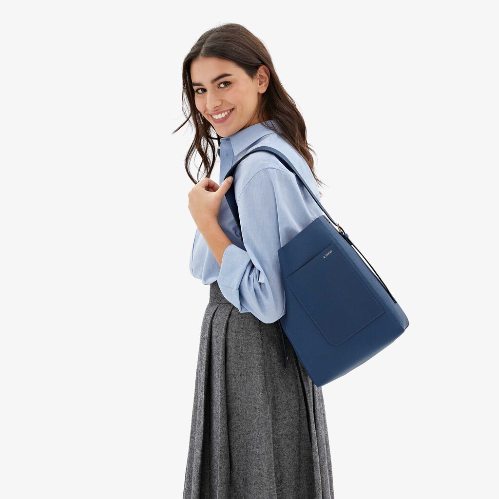 Valextra Borsa A Secchiello Da Donna In Pelle Blu Zaffiro | Valextra Soft