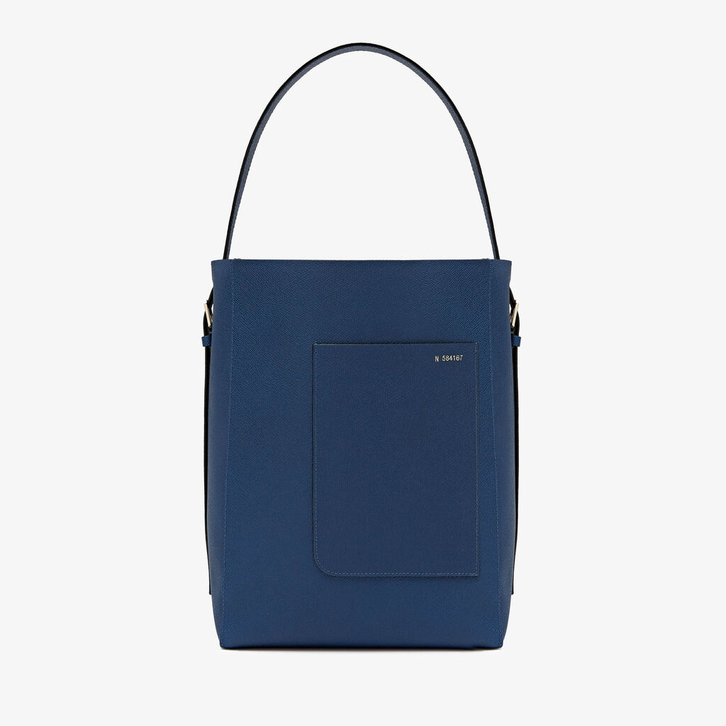 Valextra Borsa a secchiello da Donna in Pelle Blu Zaffiro | Valextra Soft