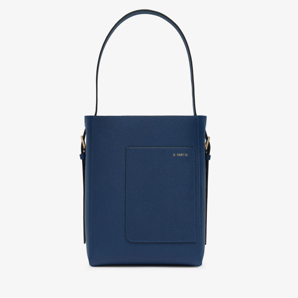 Valextra Borsa a secchiello da Donna in Pelle Blu Zaffiro | Valextra Soft