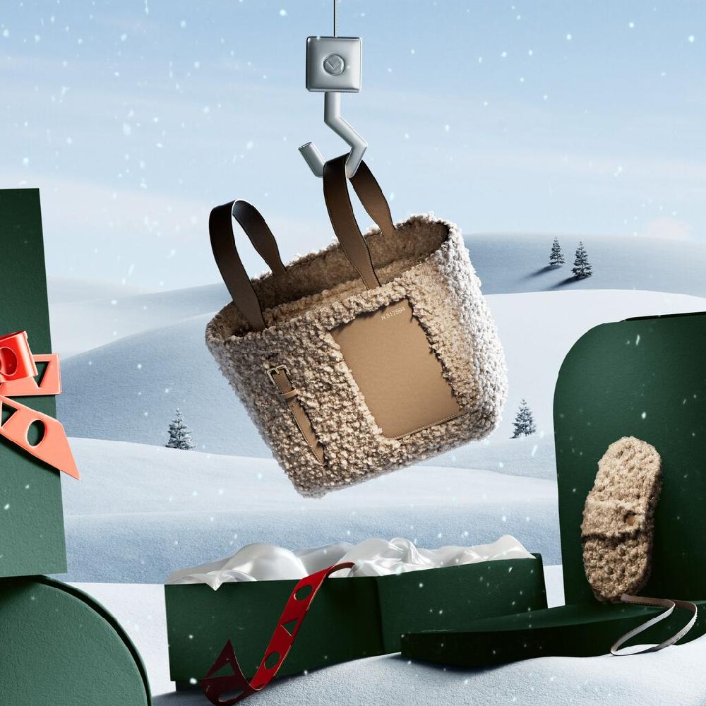 Valextra Borsa A Secchiello Da Donna In Shearling Beige | Valextra Soft