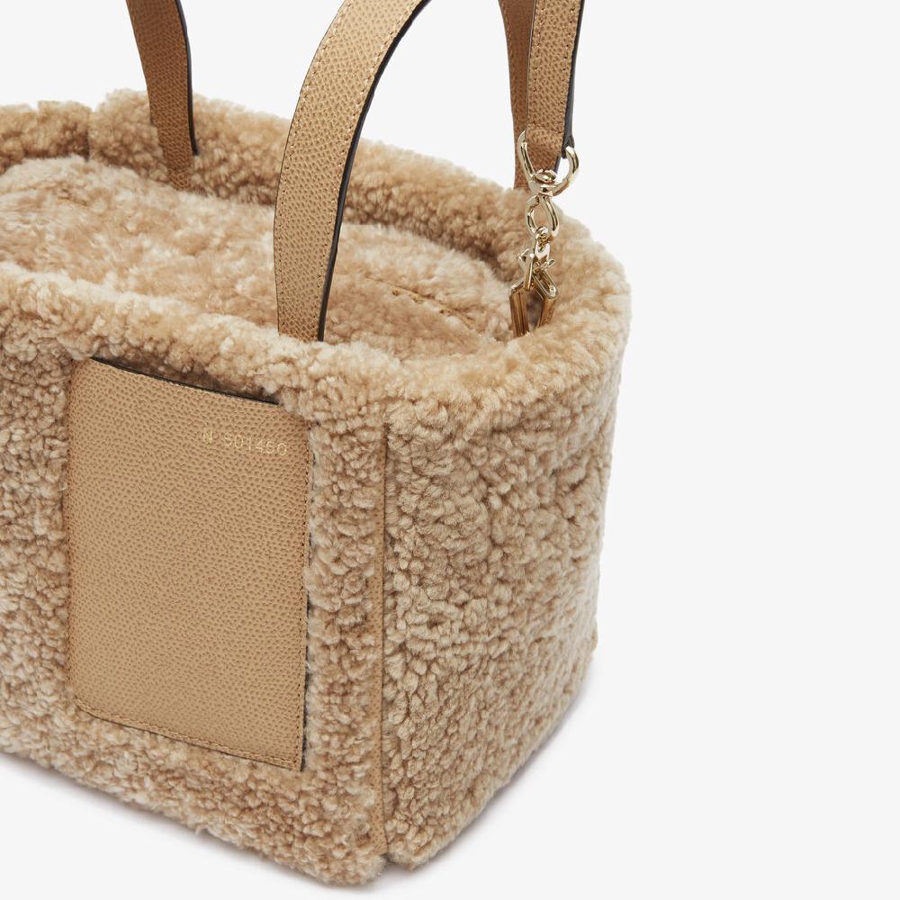 Valextra Borsa A Secchiello Da Donna In Shearling Beige | Valextra Soft