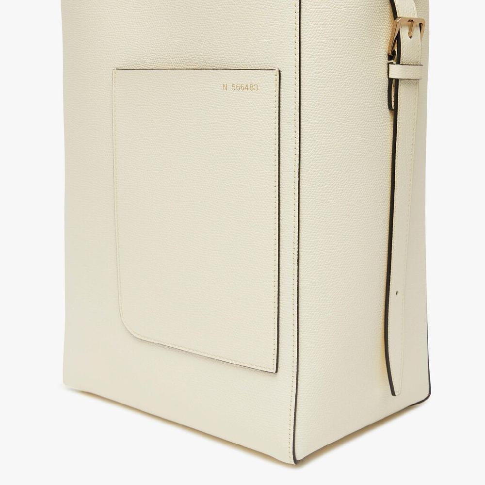 Valextra Borsa A Secchiello Da Donna Media In Pelle Bianca | Valextra Soft