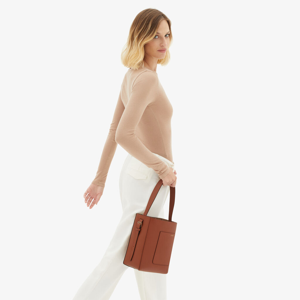 Valextra Borsa A Secchiello Da Donna Mini In Pelle Marrone | Valextra Soft