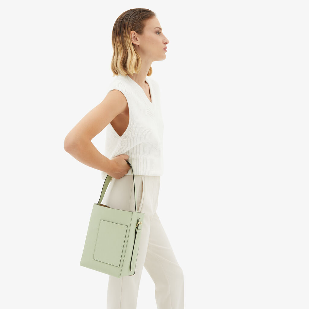 Valextra Borsa A Secchiello Da Donna Mini In Pelle Verde | Valextra Soft