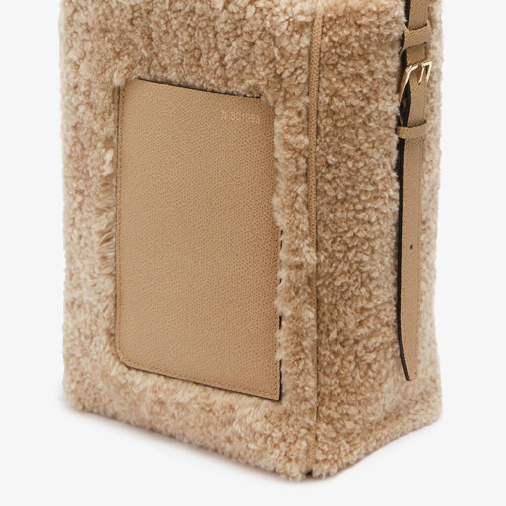 Valextra Borsa A Secchiello Da Donna Mini Shearling Beige | Valextra Soft