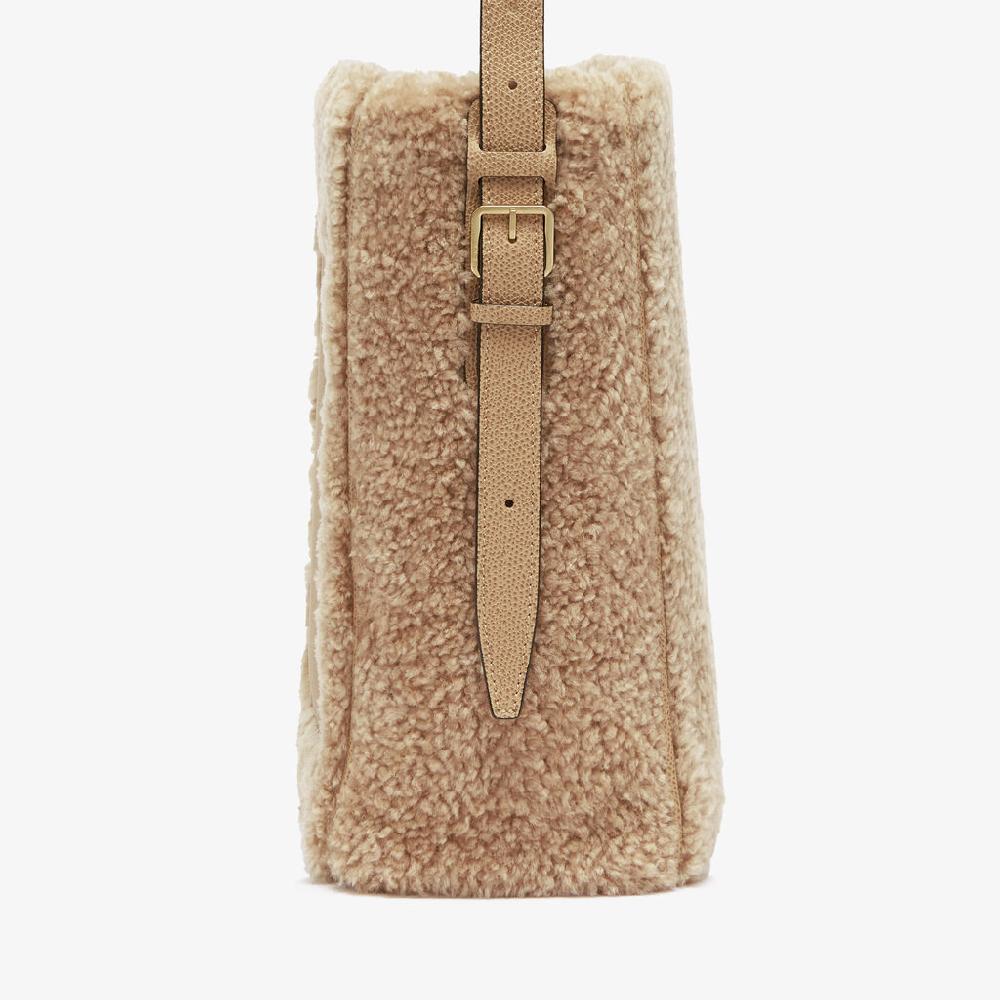 Valextra Borsa A Secchiello Da Donna Mini Shearling Beige | Valextra Soft