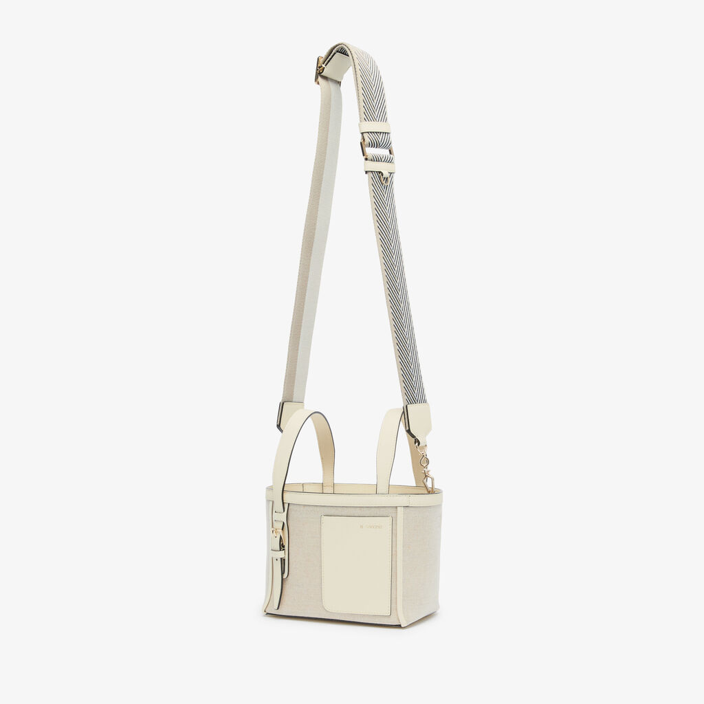 Valextra Borsa A Secchiello Donna In Tela Bianca E Beige | Valextra Soft