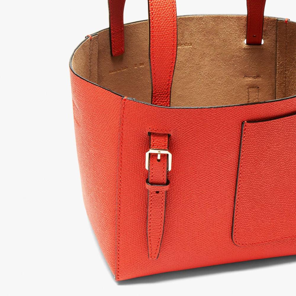 Valextra Borsa A Secchiello In Pelle Rossa Papavero | Valextra Soft