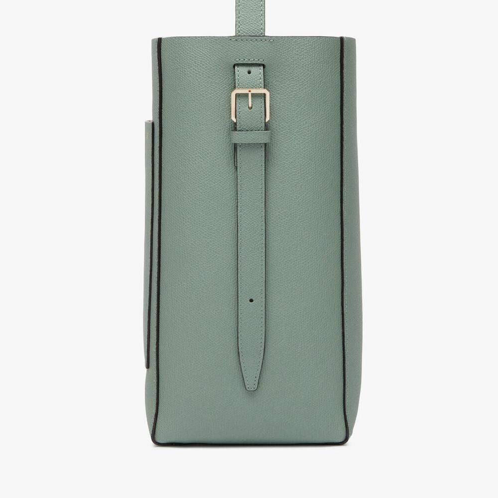 Valextra Borsa A Secchiello Soft Media | Pelle Di Vitello Millepunte | Verde Eucalipto | Valextra