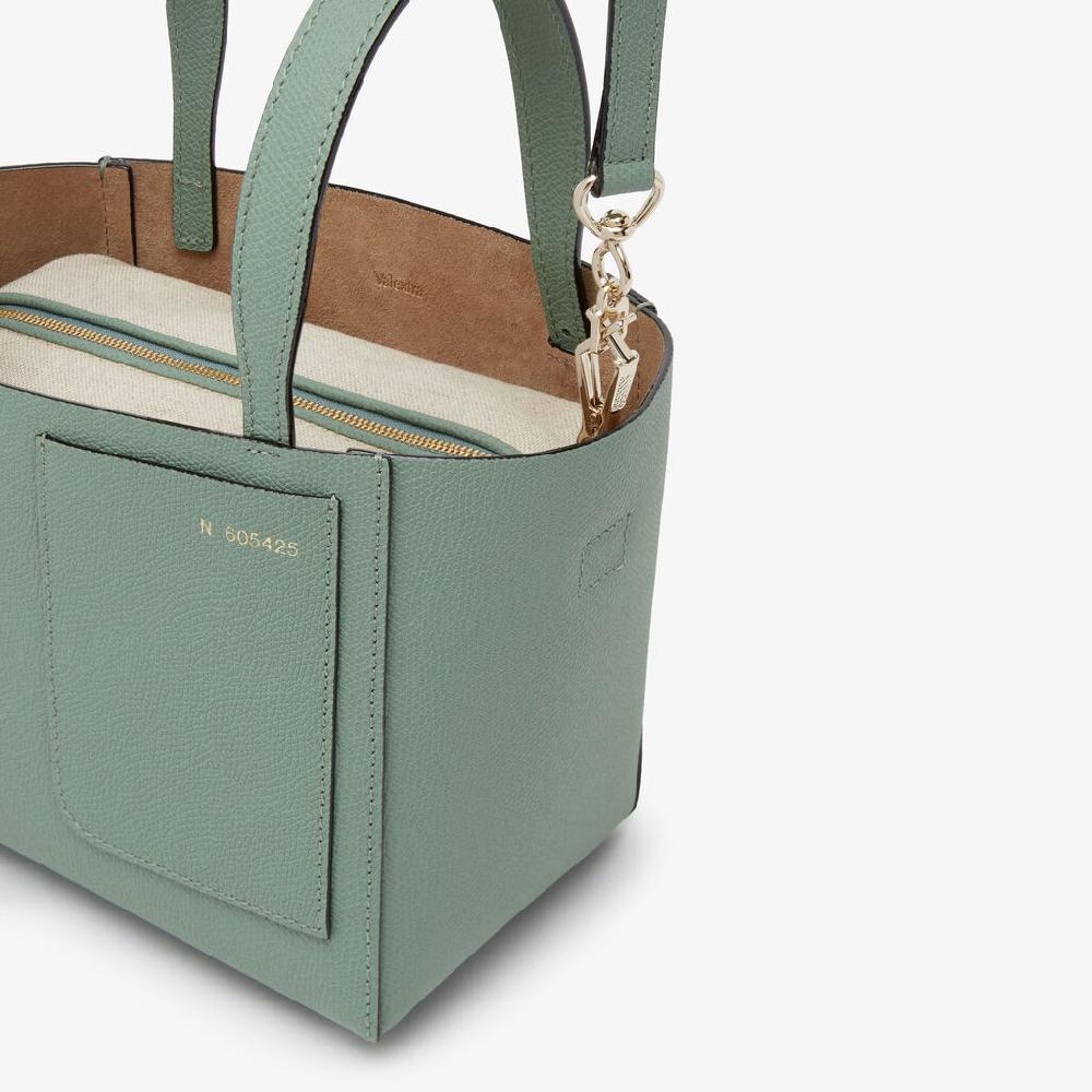 Valextra Borsa A Secchiello Soft Micro | Pelle Di Vitello Millepunte | Verde Eucalipto | Valextra