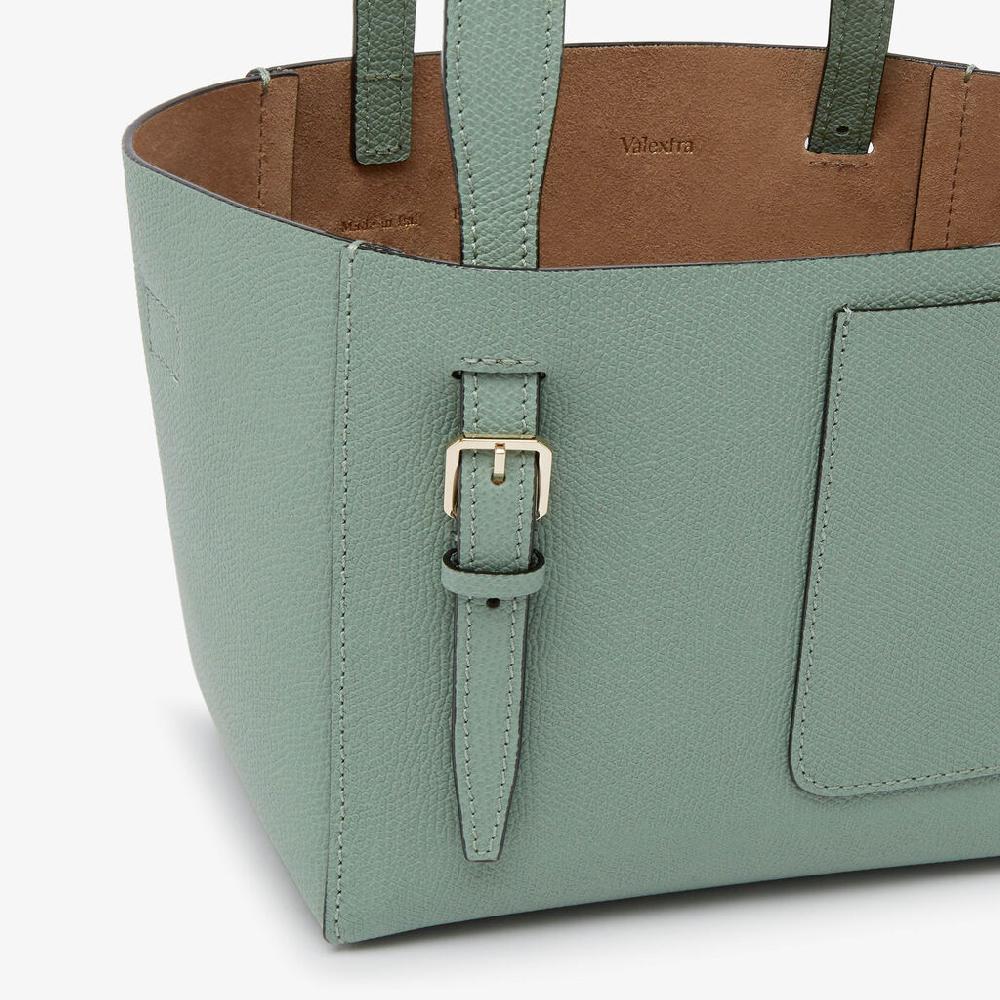 Valextra Borsa A Secchiello Soft Micro | Pelle Di Vitello Millepunte | Verde Eucalipto | Valextra