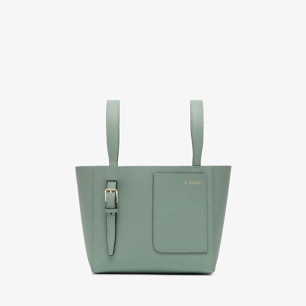 Valextra Borsa a Secchiello Soft Micro | Pelle di vitello Millepunte | Verde Eucalipto | Valextra