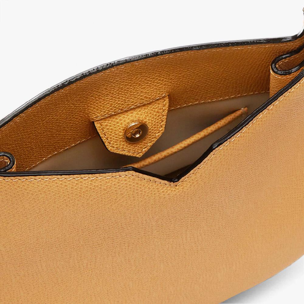 Valextra Borsa A Spalla Compatta In Pelle Gialla Ambra | Valextra Hobo