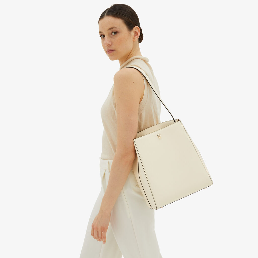 Valextra Borsa A Spalla Media In Pelle Bianca | Valextra Brera