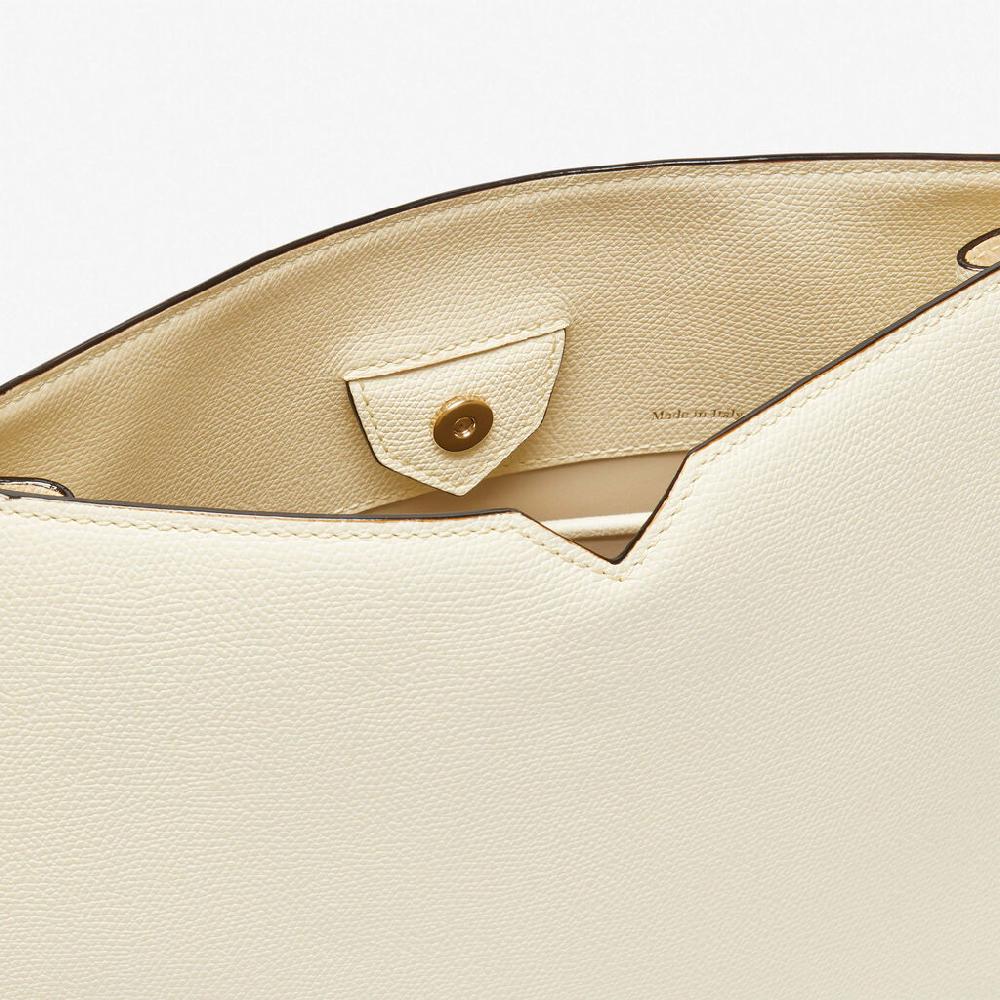 Valextra Borsa A Spalla Media In Pelle Bianca | Valextra Hobo