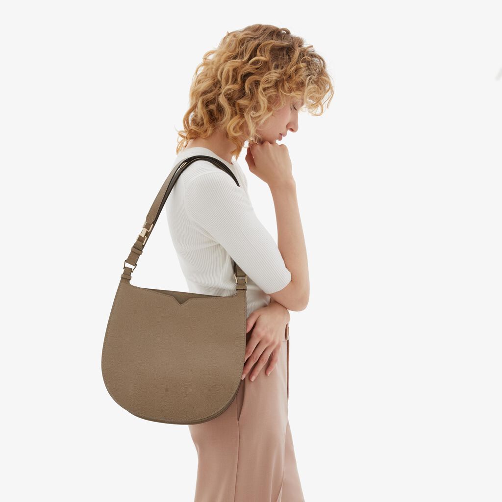 Valextra Borsa A Spalla Media In Pelle Tortora | Valextra Hobo