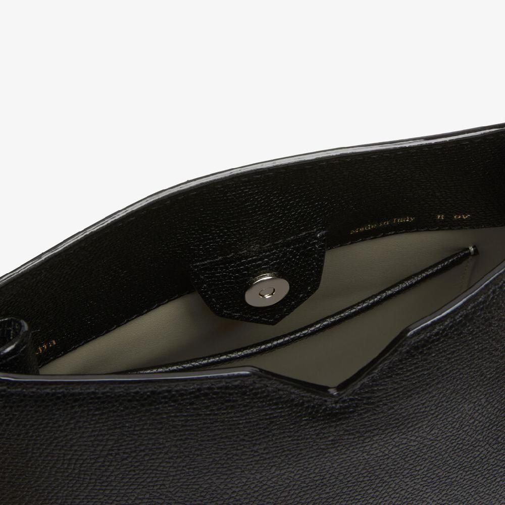 Valextra Borsa A Spalla Mini In Pelle Nera | Valextra Hobo