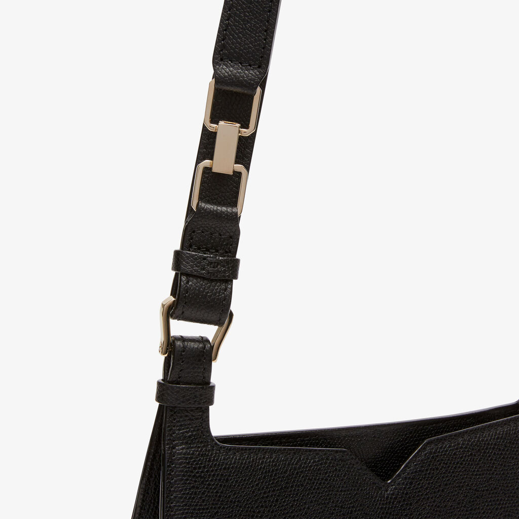 Valextra Borsa A Spalla Mini In Pelle Nera | Valextra Hobo