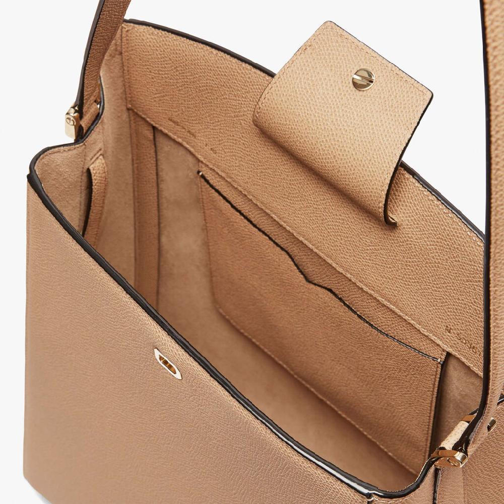 Valextra Borsa A Spalla Versatile Media In Pelle Beige | Valextra Brera