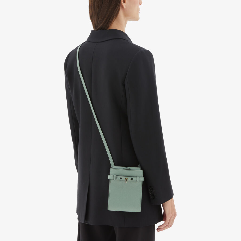Valextra Borsa A Tracolla Brera B-Tracollina Slim Micro | Pelle Di Vitello Millepunte | Verde Eucalipto | Valextra